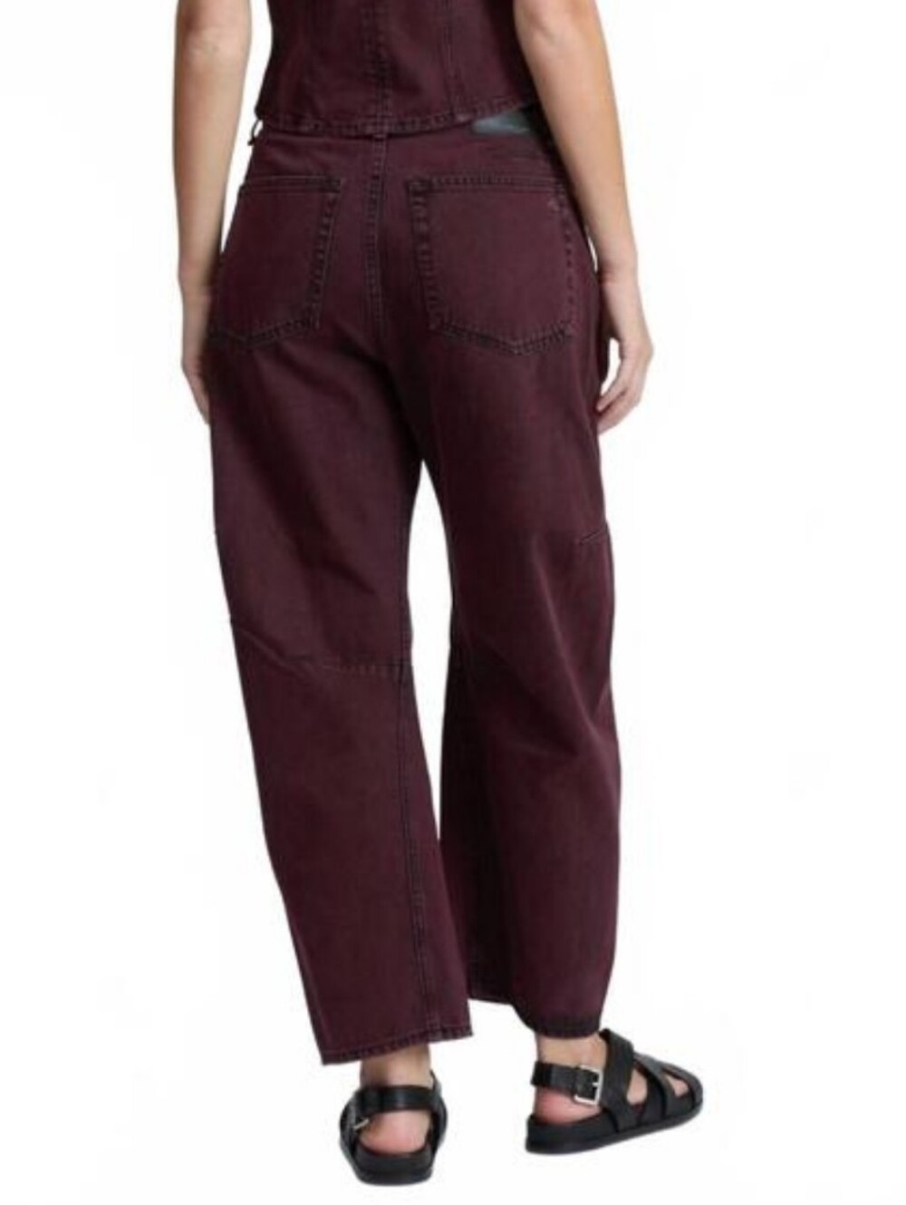 Rag & Bone Charlie High Rise Ankle Barrel Leg Jeans Burnt Burgundy Denim Size 27 - Picture 2 of 15